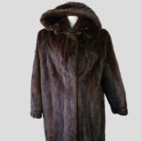 Women's Sz 8 Mink Fur Coat Jacket HOOD Woman Mint