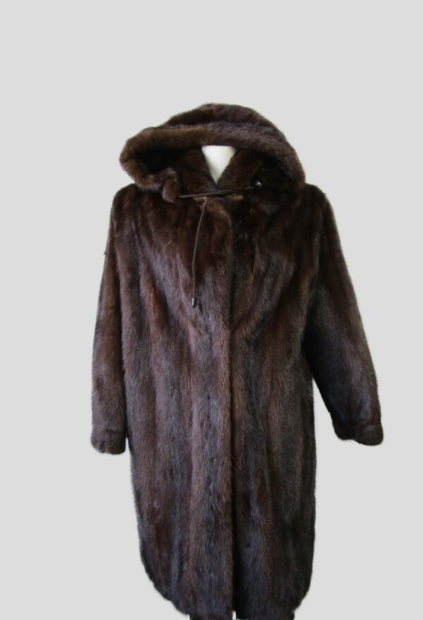 Women's Sz 8 Mink Fur Coat Jacket HOOD Woman Mint