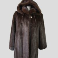 Women's Sz 8 Mink Fur Coat Jacket HOOD Woman Mint+