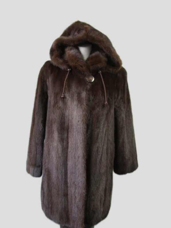 Women's Sz 8 Mink Fur Coat Jacket HOOD Woman Mint+