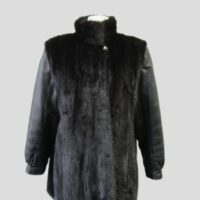 Women's Black Sz 10 Mink Fur & Leather Jacket Coat Jacket SUPERB Woman