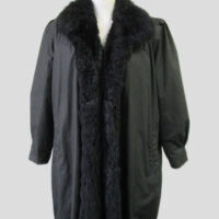 Women's Sz 14 MINT Raincoat Detachable Black Opossum Fur Vest Lining Woman