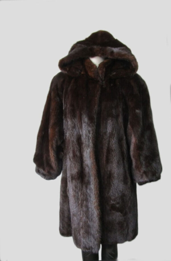 Women's Sz 10 Mink Fur Coat Jacket HOOD Woman Mint