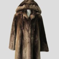 Women's SUPERB Sheared Beaver Fur Coat Jacket Hood Woman Sz 6