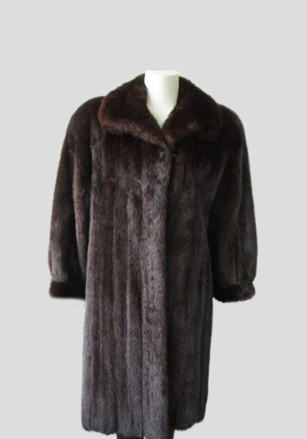 Women's Sz 6 Canadian Dark Ranch Mink Fur Coat MINT Woman