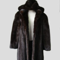 Women's Sz 6 Canadian Dark Ranch Mink Fur Coat with Hood MINT Woman