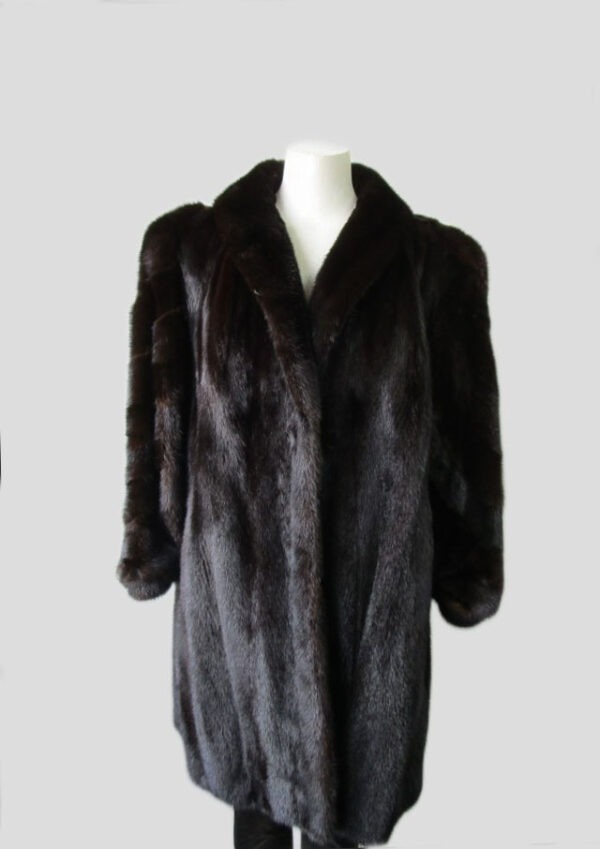 Women's Sz 10/12 Canadian Natural Dark Ranch Mink Fur Coat MINT Woman