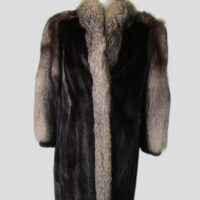 Women's Mink Fur Coat with Indigo Fox Fur MINT+ Sz 8 Woman