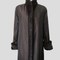 Women's Reversible Sheared Rabbit Fur Coat Raincoat Sz 8 MINT+ Woman