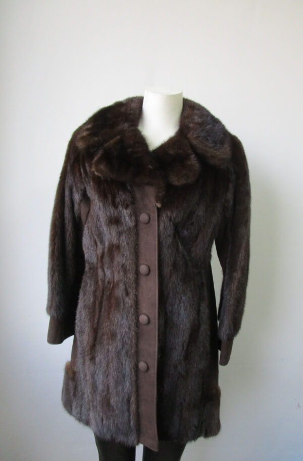 Women's Sz 4 Dark Ranch Mink Fur Coat Jacket with Suede SUPERB Woman - Image 2