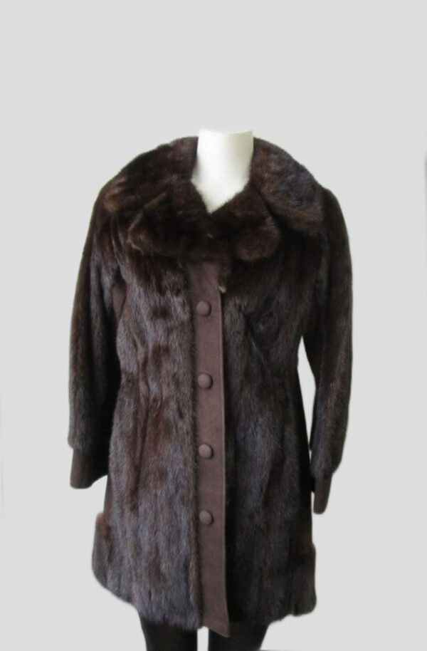 Women's Sz 4 Dark Ranch Mink Fur Coat Jacket with Suede SUPERB Woman
