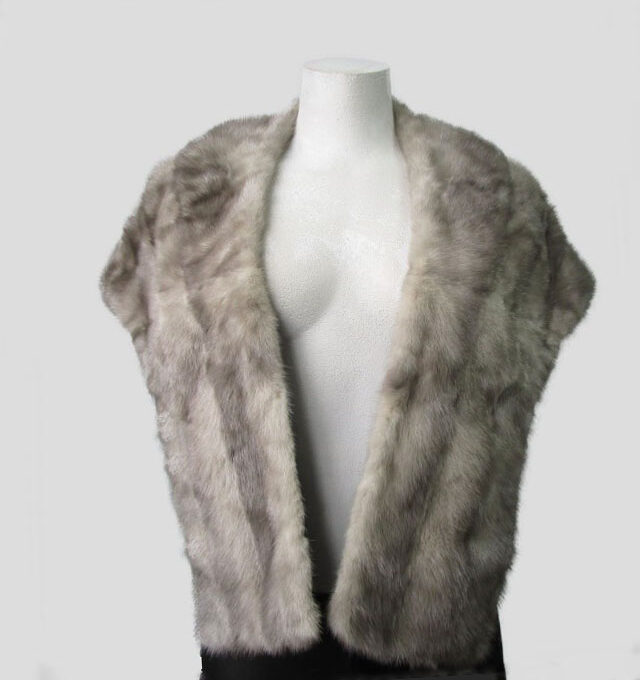 Women's Sapphire Mink Fur Stole Wrap Cape Wedding Woman MINT+