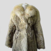 Women's Sz 4 Coyote Fur Coat Jacket with Fox and Hood Mint+ Woman