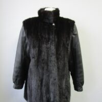 Women's Black Sz 10 Mink Fur & Leather Jacket Coat Jacket SUPERB Woman