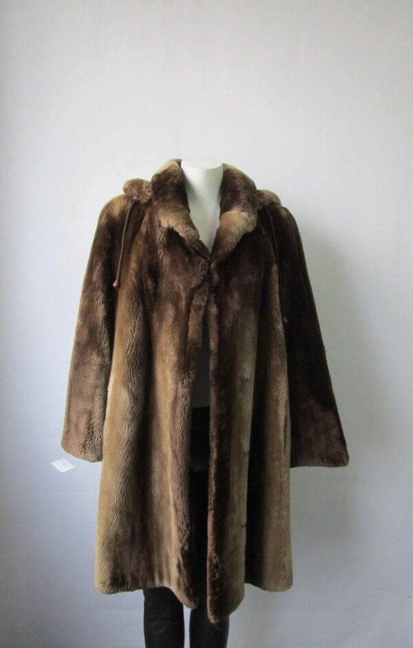 Women's SUPERB Sheared Beaver Fur Coat Jacket Hood Woman Sz 6 - Image 4