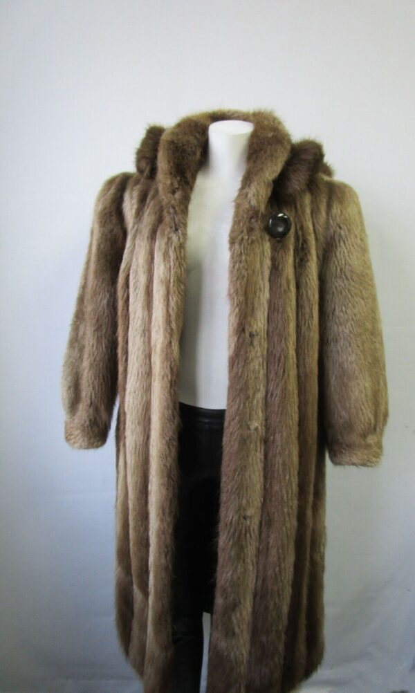 Women's Sz 8 Beaver Fur Coat Jacket HOOD MINT+ Woman - Image 5