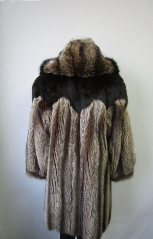 Women's Sz 6 Superb Raccoon & Black Fox Fur Coat Jacket HOOD Ladies Woman - Image 9