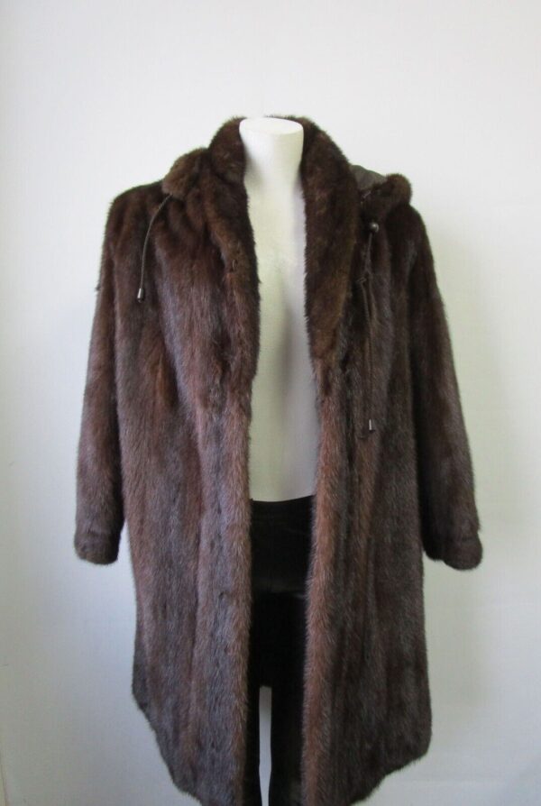 Women's Sz 8 Mink Fur Coat Jacket HOOD Woman Mint - Image 4