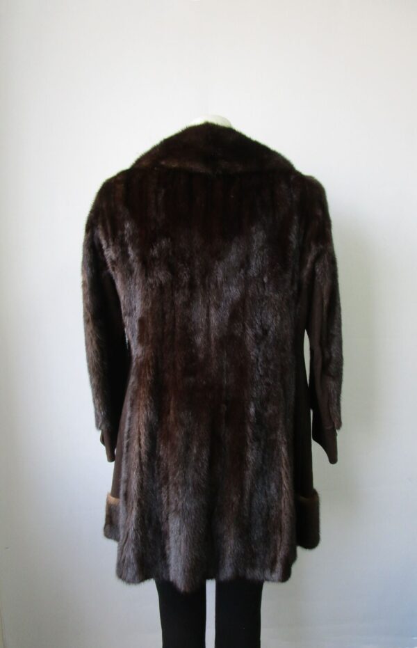 Women's Sz 4 Dark Ranch Mink Fur Coat Jacket with Suede SUPERB Woman - Image 3