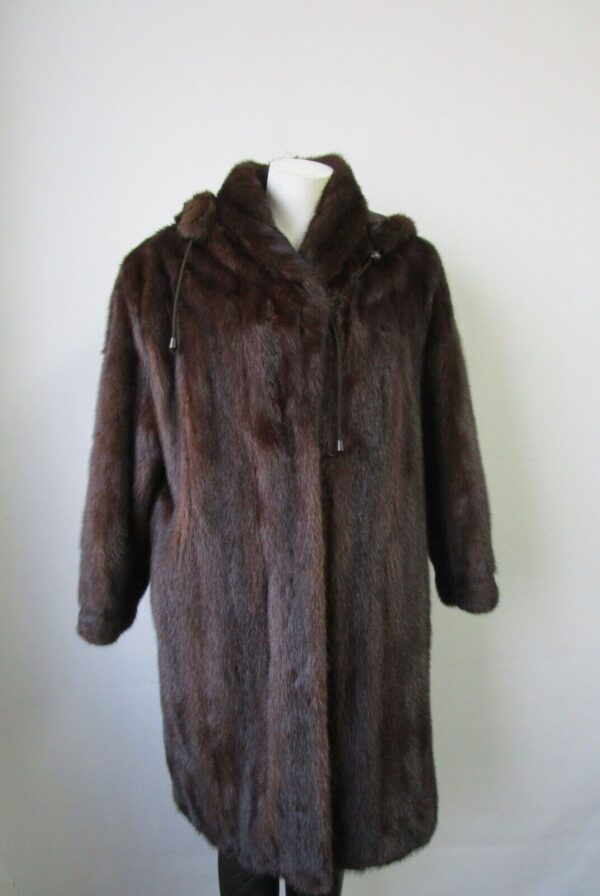 Women's Sz 8 Mink Fur Coat Jacket HOOD Woman Mint - Image 6