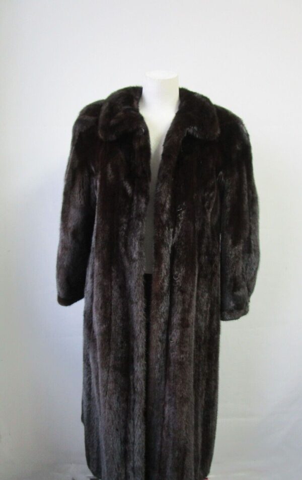 Women's Sz 6 Dark Ranch & Black Mink Fur Coat Jacket MINT Woman - Image 2