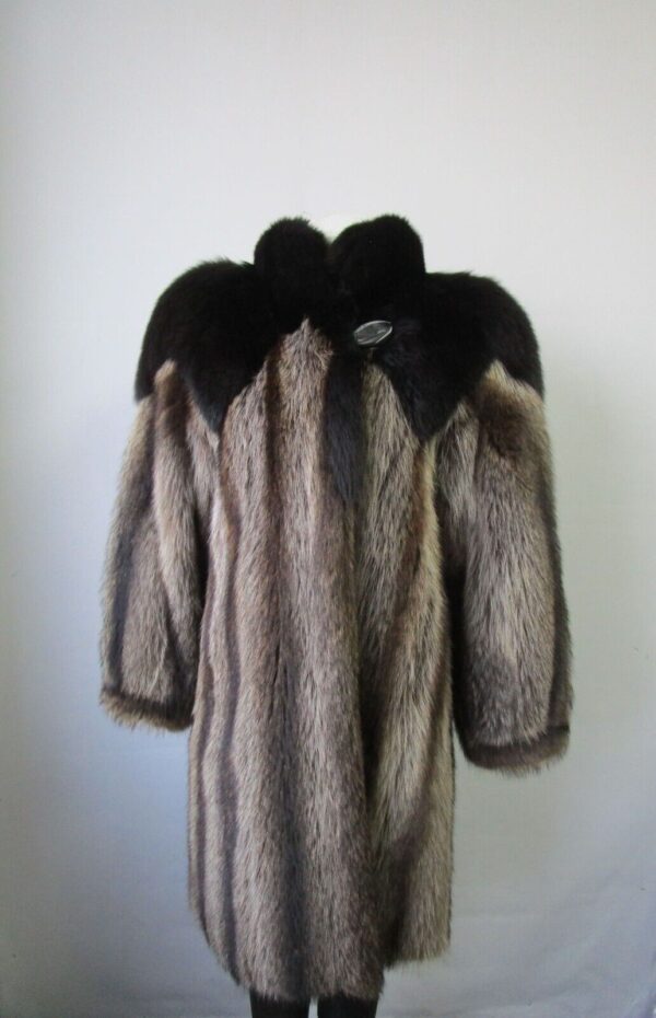Women's Sz 6 Superb Raccoon & Black Fox Fur Coat Jacket HOOD Ladies Woman - Image 5