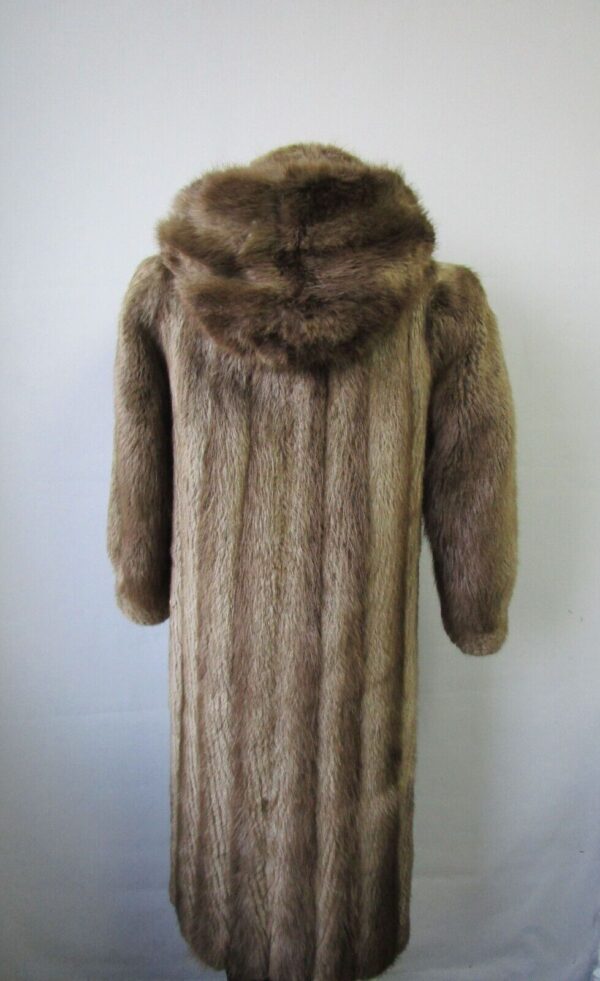 Women's Sz 8 Beaver Fur Coat Jacket HOOD MINT+ Woman - Image 4