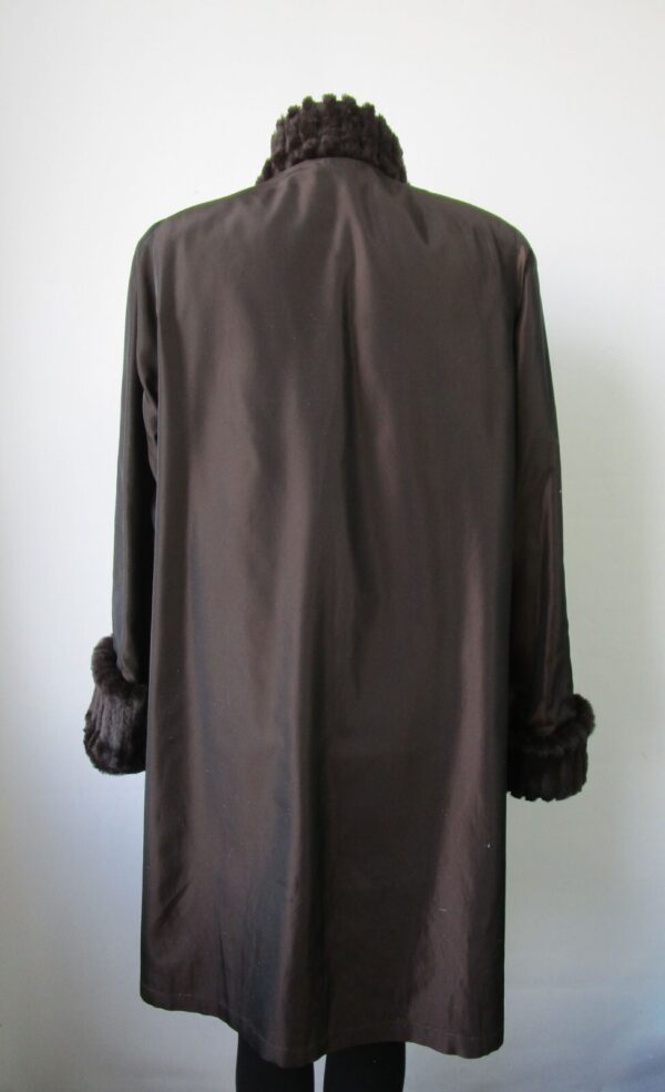 Women's Reversible Sheared Rabbit Fur Coat Raincoat Sz 8 MINT+ Woman - Image 3