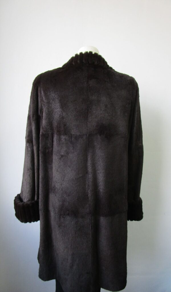Women's Reversible Sheared Rabbit Fur Coat Raincoat Sz 8 MINT+ Woman - Image 4