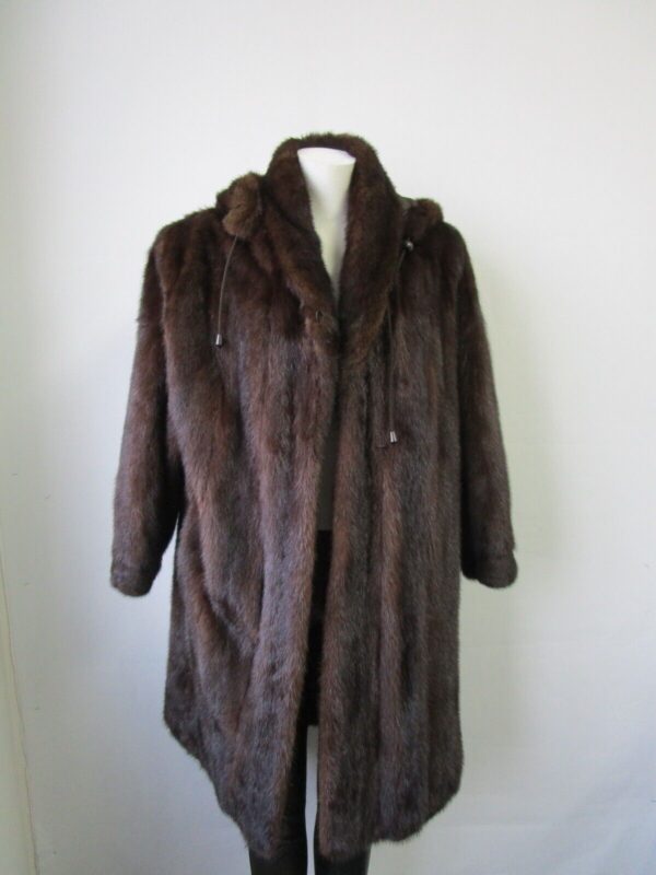 Women's Sz 8 Mink Fur Coat Jacket HOOD Woman Mint - Image 5