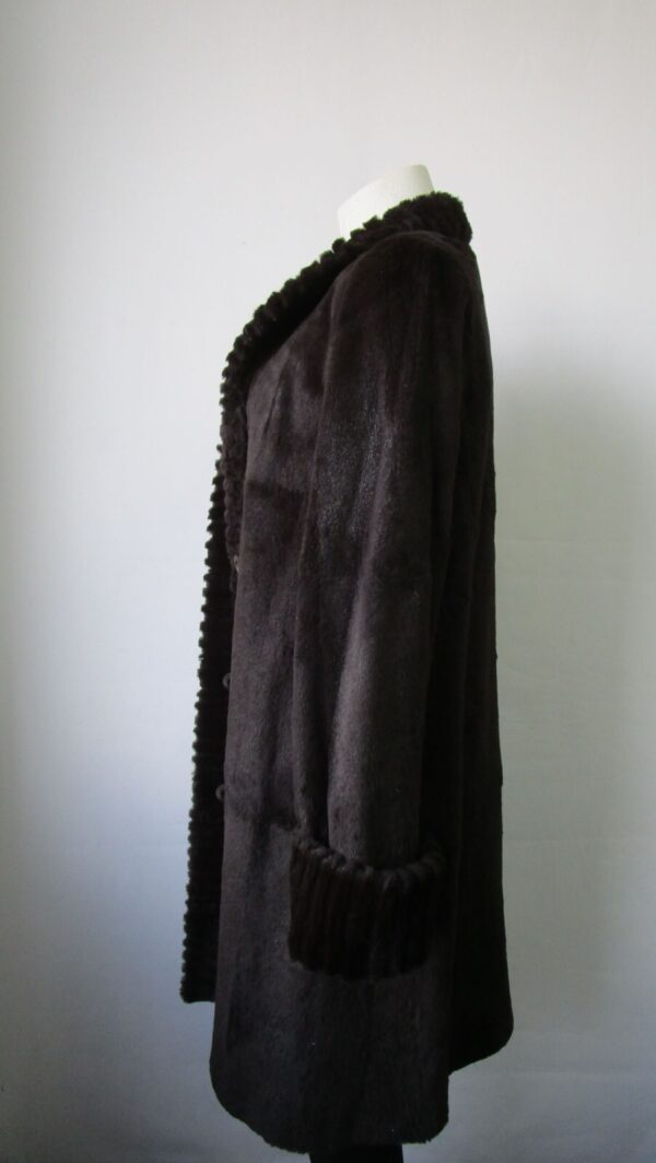 Women's Reversible Sheared Rabbit Fur Coat Raincoat Sz 8 MINT+ Woman - Image 5
