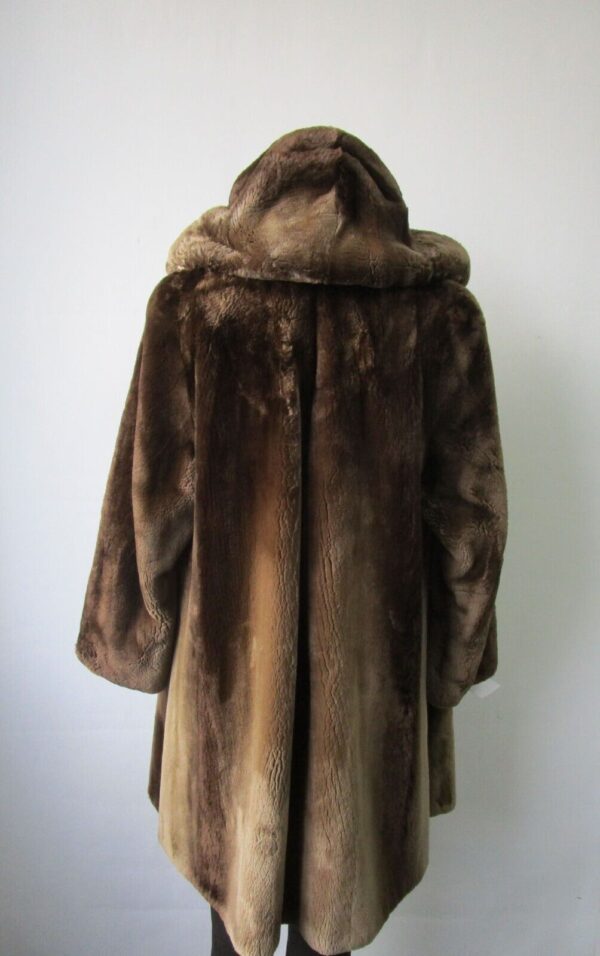 Women's SUPERB Sheared Beaver Fur Coat Jacket Hood Woman Sz 6 - Image 5