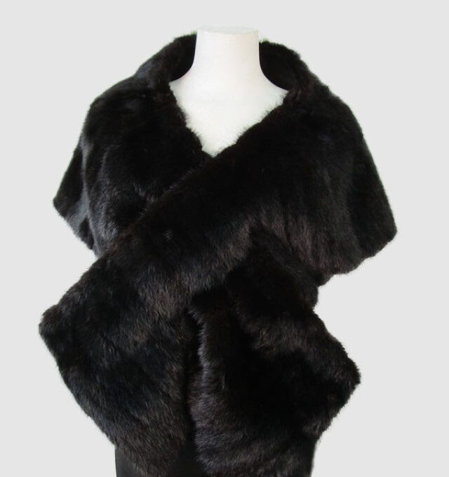Natural Black Mink Fur Cape Shawl Stole Wrap Cape WEDDING Showroom New