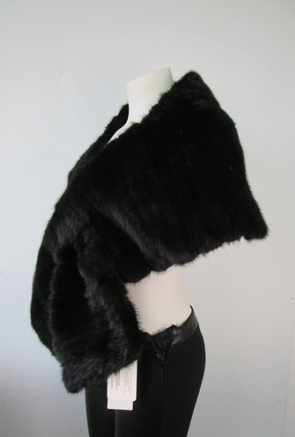 Natural Black Mink Fur Cape Shawl Stole Wrap Cape WEDDING Showroom New - Image 4