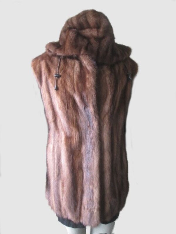 Canadian Mink Fur Vest with Detachable Hood - Image 2