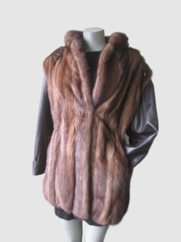 Canadian Mink Fur Vest with Detachable Hood