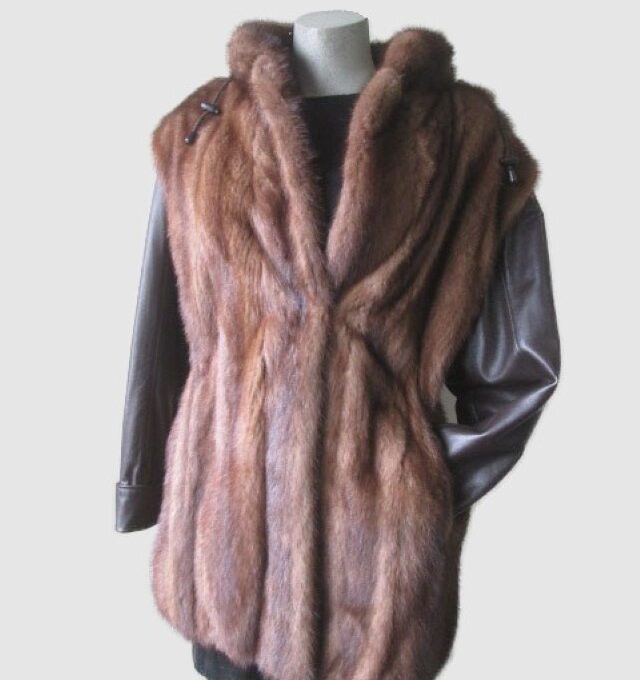 Canadian Mink Fur Vest with Detachable Hood