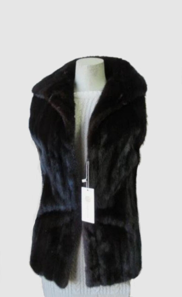 Mink Fur Vest Sz L / XL Dark Ranch Black