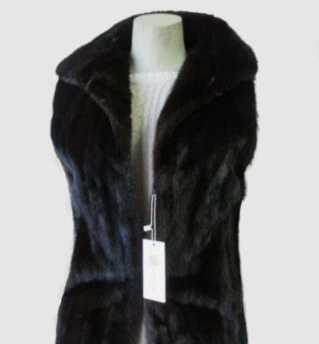 Mink Fur Vest Sz L / XL Dark Ranch Black