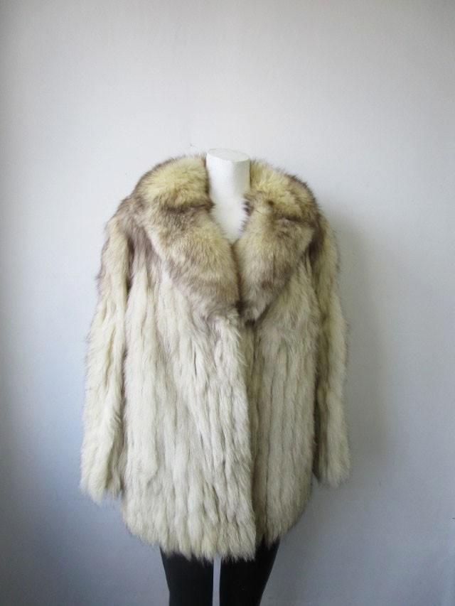 Women's 8/10 Norwegian Blue Fox Fur Coat Jacket VG+ - Image 2