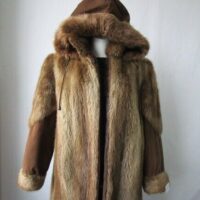 Women's Sz 10 Beaver Fur Coat Jacket with Suede and HOOD 💰 MINT+