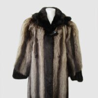 Women's Sz 8 Superb Raccoon Fur Coat Jacket Black Sheared Raccoon Det. Hood