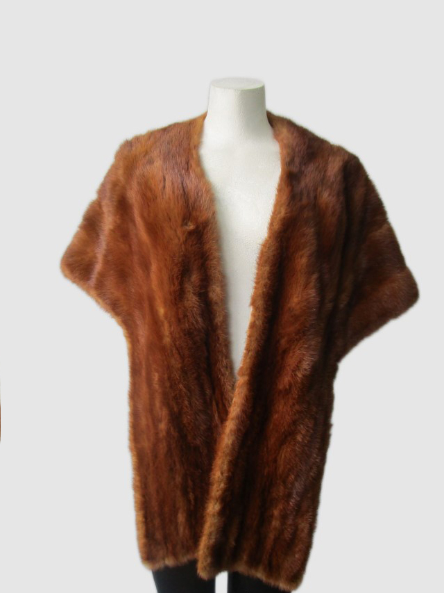Chinese Mink Fur Stole Wrap Cape Wedding Vintage Very Good 64" x 16"