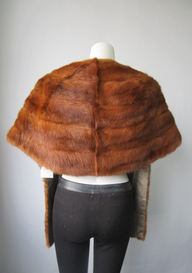 Chinese Mink Fur Stole Wrap Cape Wedding Vintage Very Good 64" x 16" - Image 3