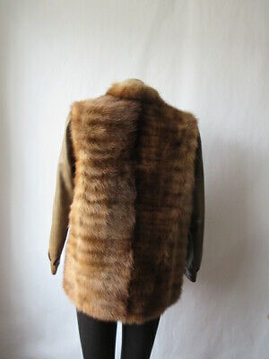 Mink Fur Jacket with Leather Coat MINT+ Sz 8 - Image 4