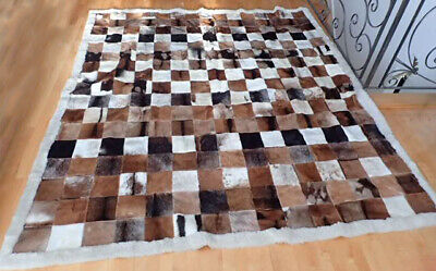 New Cow Lamb Fur Blanket Bedspread Rug 8.4 x 7.5 ft 90" x 100" FARMHOUSE DECOR