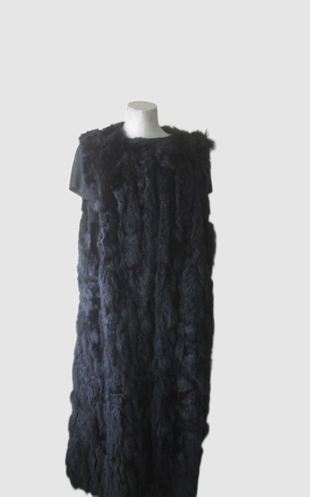 Black Opossum Fur Lining Vest MINT+ Women's 10/12 M/L
