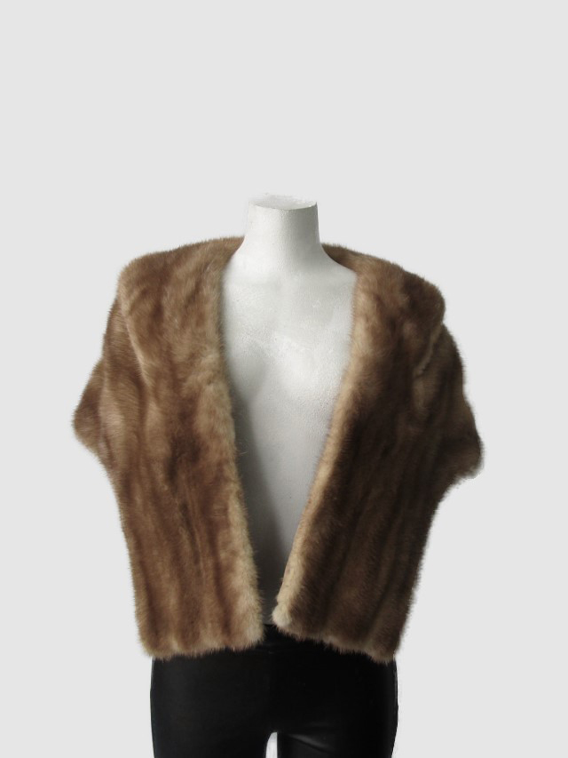 Mink Fur Stole Wrap Cape Wedding 52"x 16" MINT