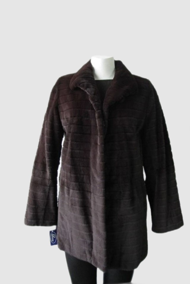 Brown Sheared Mink Fur Coat Jacket Women's 8 New