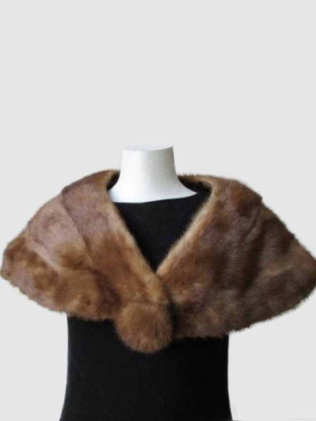 Mink Fur Cape Shawl Stole Wrap Cape MINT Wedding